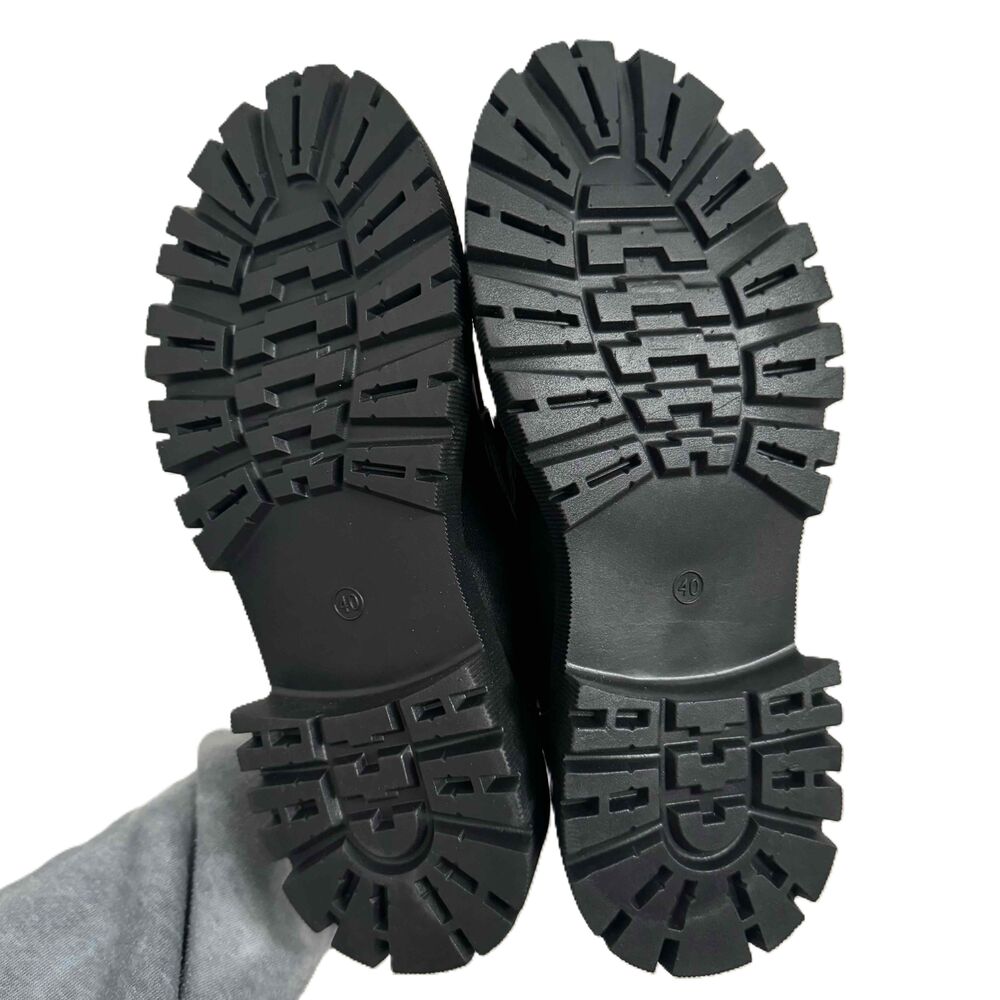 Lug Sole Loafers Black Gold Chain Embellished Chunky Sole Polished NWOT Size 40 - Picture 7 of 10